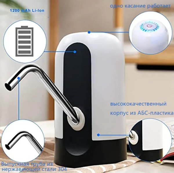 Электрическая USB Помпа для воды AWD объём 1.5л, 5.7л, 10л, 11.3л, 15л, 18.9л. / Универсальная